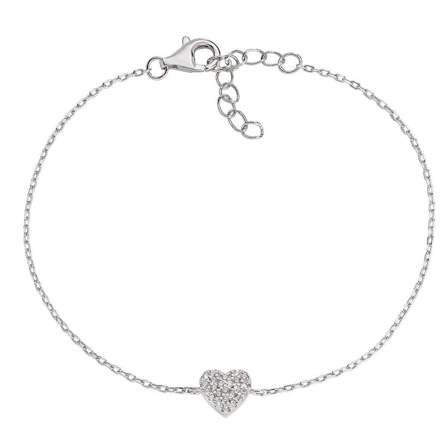 Bracciali Amen | Bracciale "Cuore" In Argento Con Zirconi