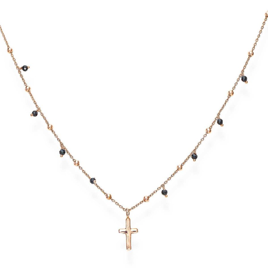 Collane Amen | Collana Croce E Cristalli Neri