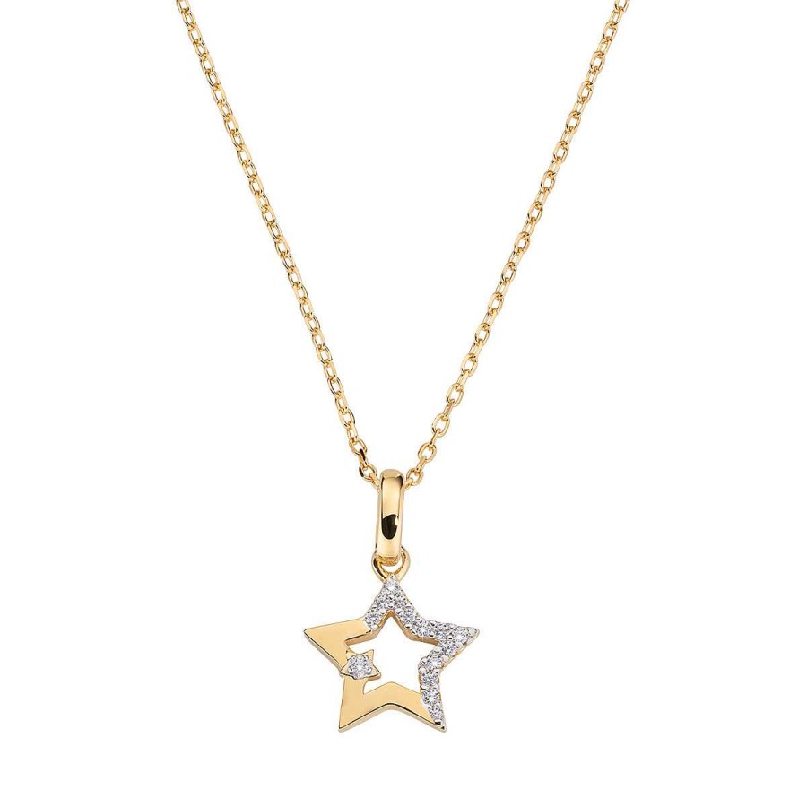 Collane Amen | Collana Stella In Argento Dorato Con Zirconi