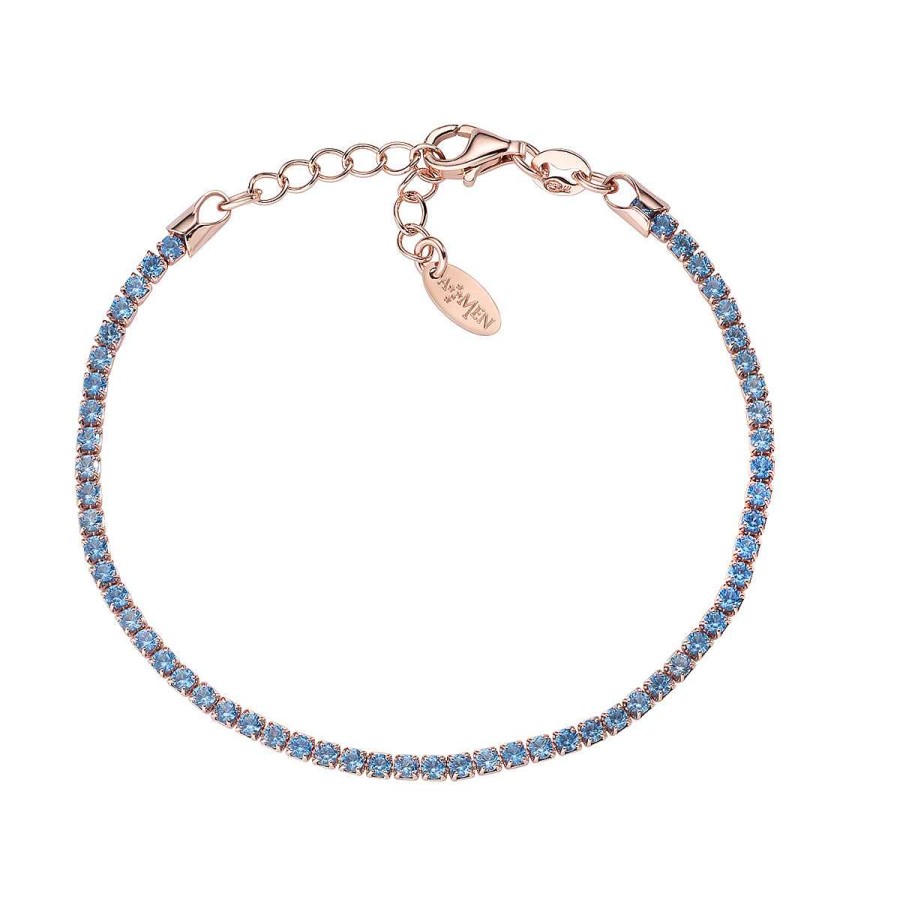 Bracciali Amen | Bracciale Tennis Ros Zirconi Azzurri