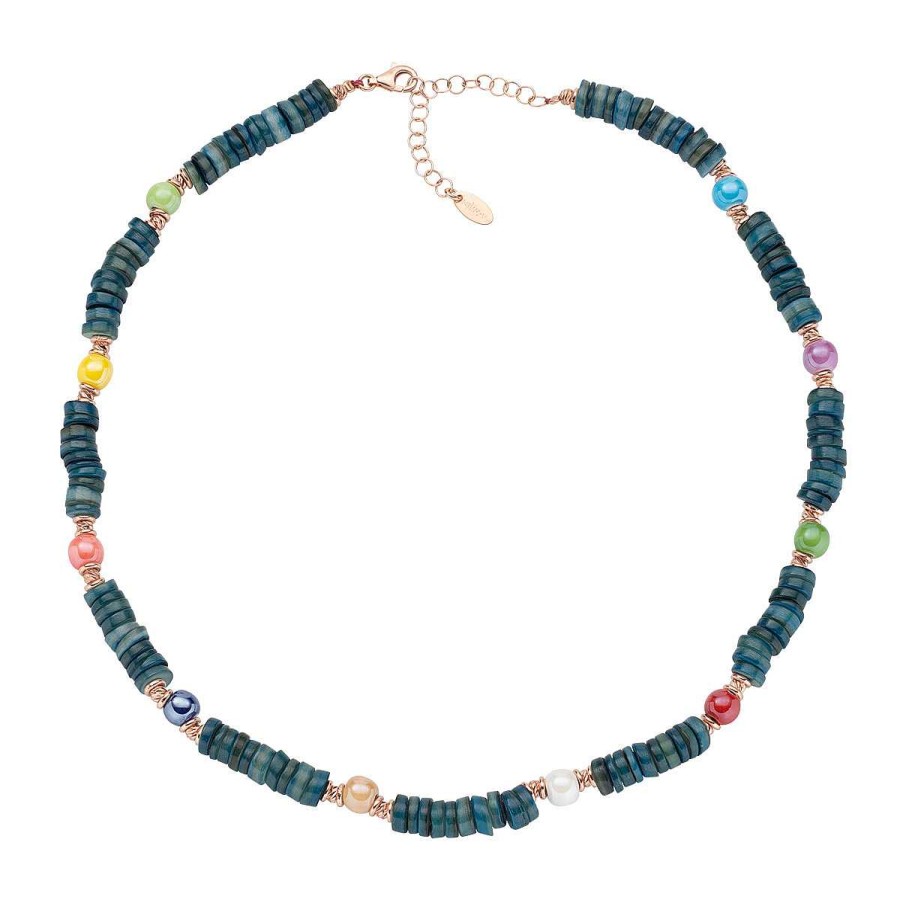 Collane Amen | Collana Oceania Ros Con Giada Blu Petrolio