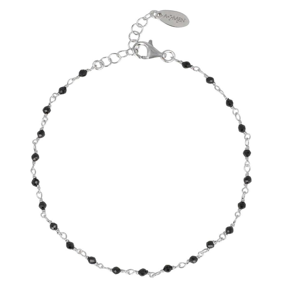 Bracciali Amen | Bracciale In Argento Con Cristalli Neri