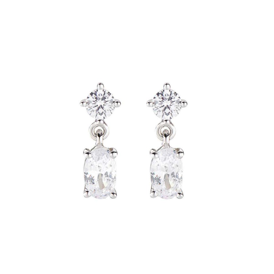 Orecchini Amen | Orecchini Princess Con Zircone Bianco Ovale