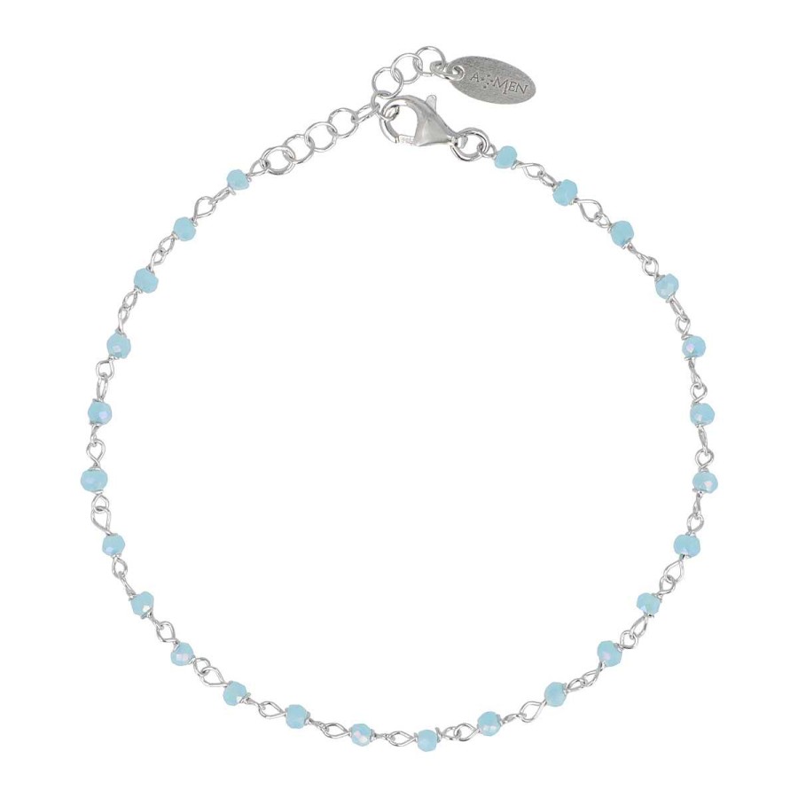 Bracciali Amen | Bracciale In Argento Con Cristalli Azzurri