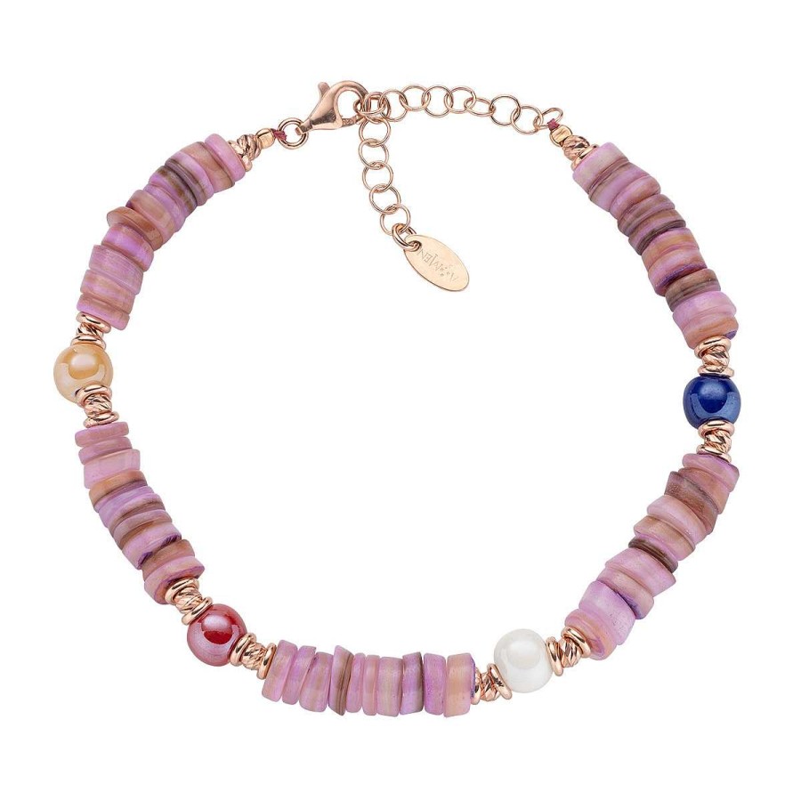 Bracciali Amen | Bracciale Oceania Ros Con Giada Rosa