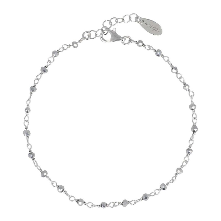 Bracciali Amen | Bracciale In Argento Con Cristalli Grigi