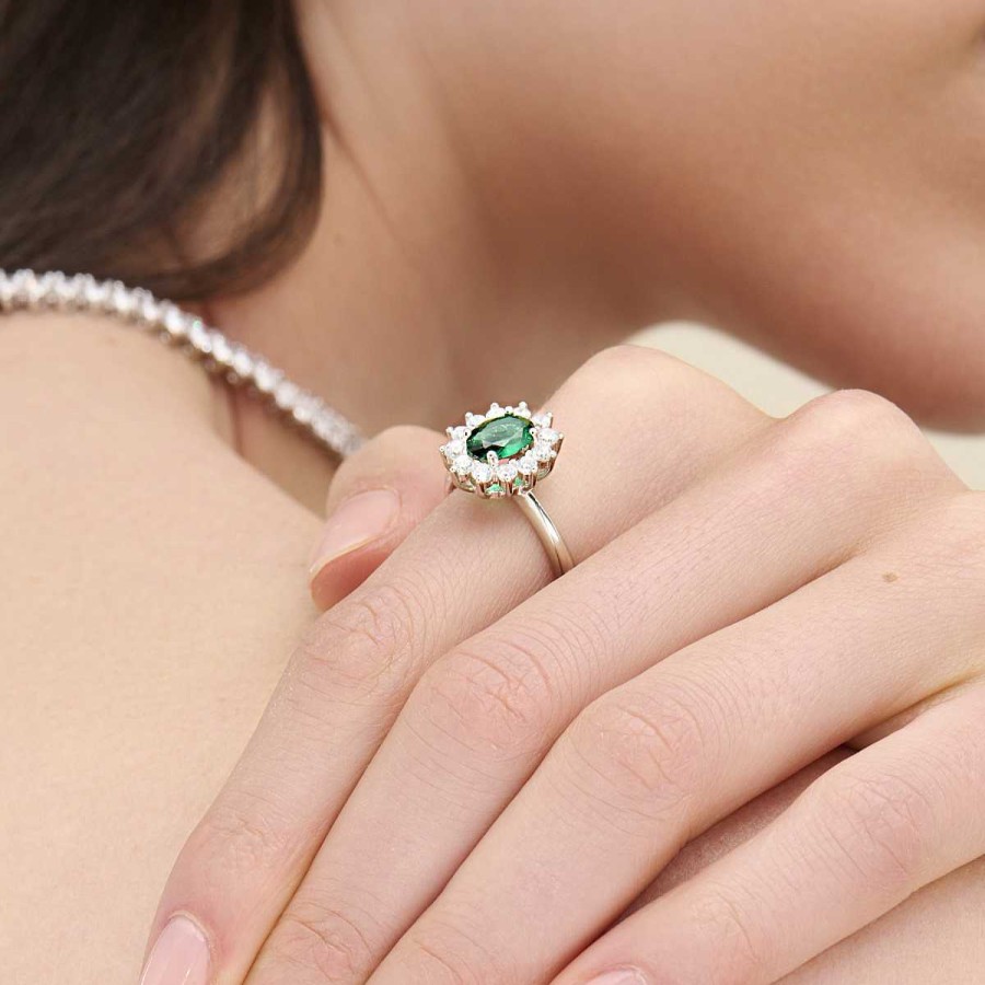 Anelli Amen | Anello Adattabile Royal Lady Zircone Verde