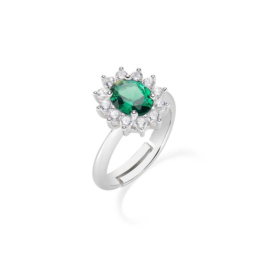 Anelli Amen | Anello Adattabile Royal Lady Zircone Verde