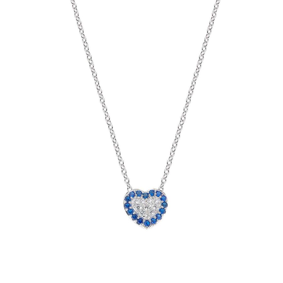 Collane Amen | Collana Cuore Zirconi Bianchi E Blu