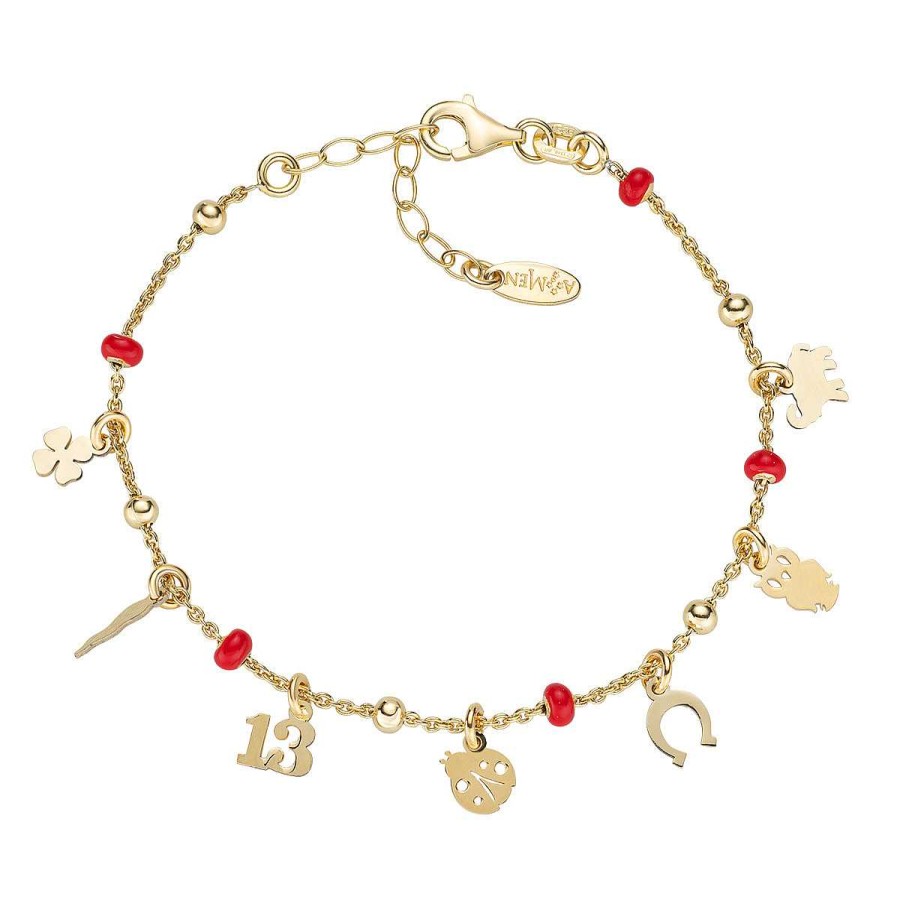 Bracciali Amen | Bracciale Dorato Charm Fortuna