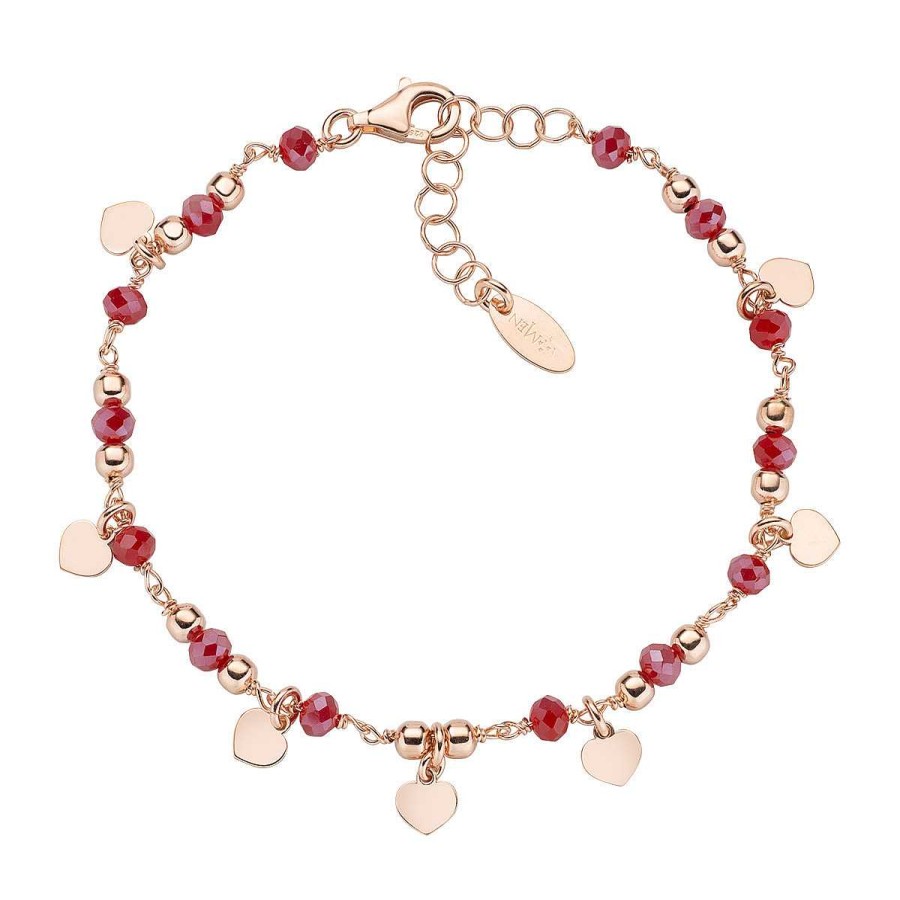 Bracciali Amen | Bracciale Charm Elegance Ros Con Cristalli Rubino